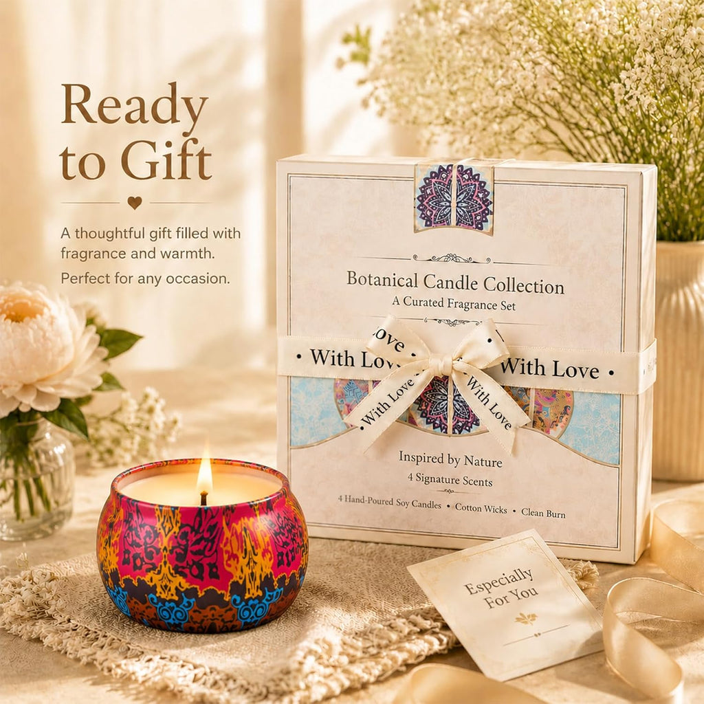 Scented Candles for Women, 4 Pack Candle Gift Set with Magnetic Gift Box - Set of 4