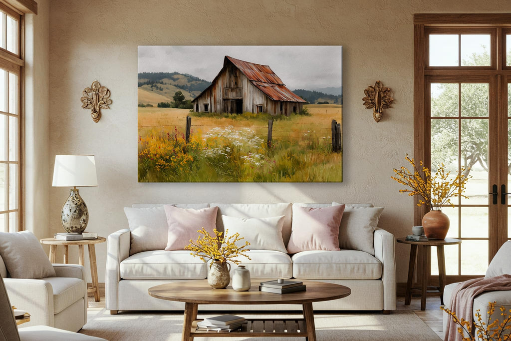 Texas Longhorn Cow Canvas Wall Art - Bull Print Home Decor - Barnhouse Wall Art - Farmhouse and Wild West Small to