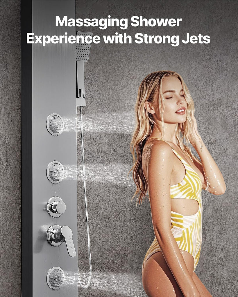 Shower Panel Tower System with Rainfall Waterfall, Replacement Use