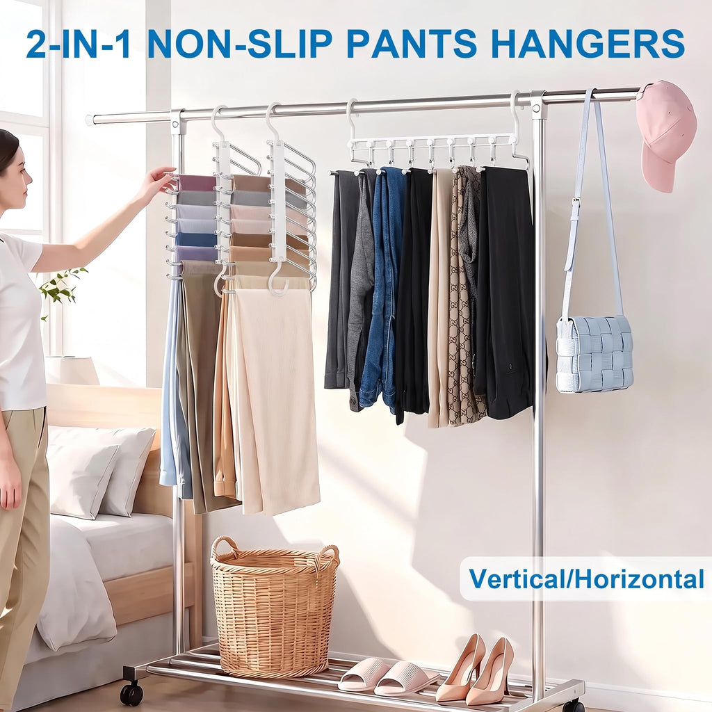 Upgrade 9 Layers Pants Hanger Space Saving Non-Slip Closet Organizer 2 Pack