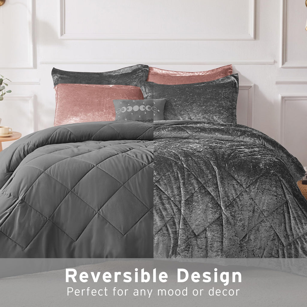 Comforter Set, Velvet Comforter Set, Luxury Diamond Quilting Comforter Set, Fluffy Comforter Bed Set with