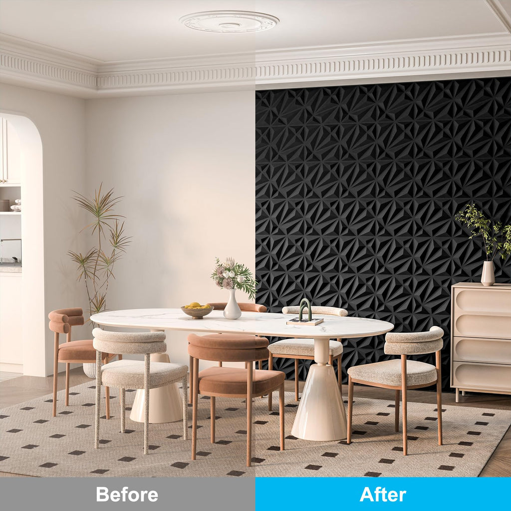 33-Pack Accent 3D Textured Wall Panels, 11.8 x 11.8 in, Black