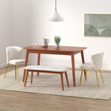 Velvet Dining Chairs Set of 4, Modern Upholstered Dining Room Chairs with Gold Metal Legs, White