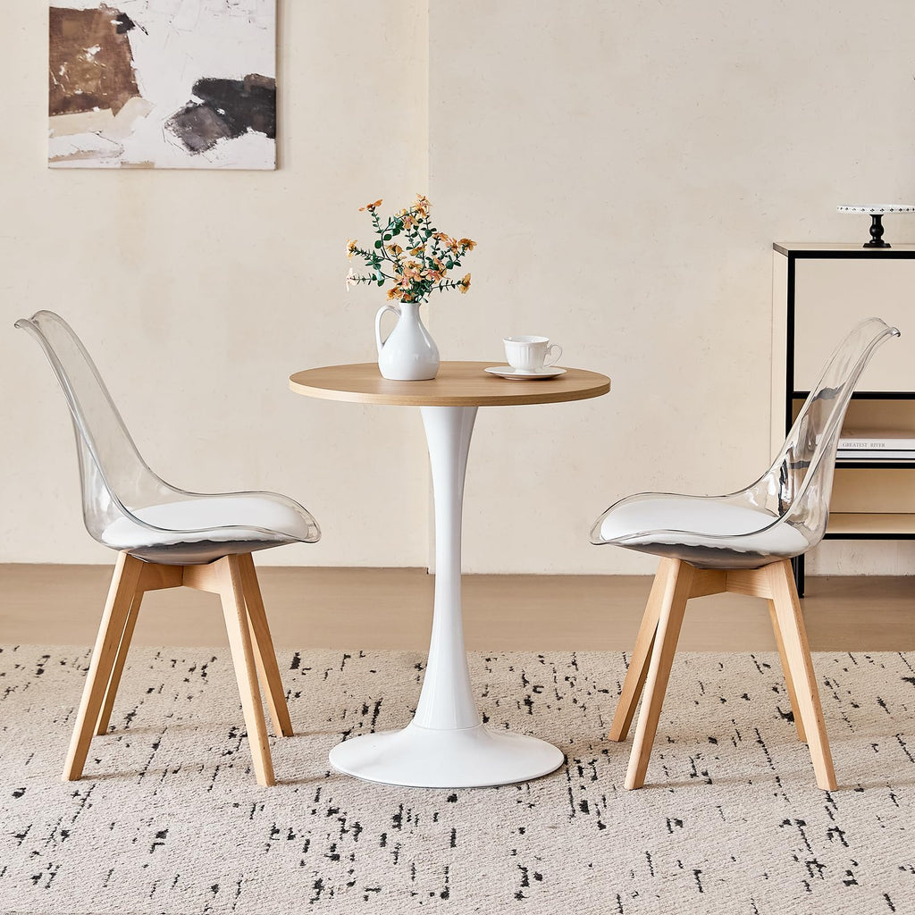 Inspired Saarinen Style 23.6'' Round Dining Table Set for 2, Tulip Kitchen Table and 2 Chairs