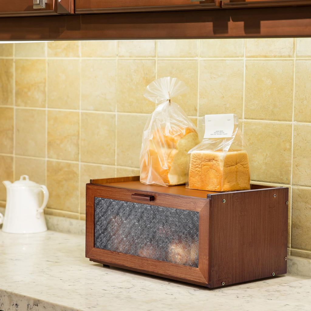Vintage Countertop - Retro Brown Bread Storage Box Breadbox