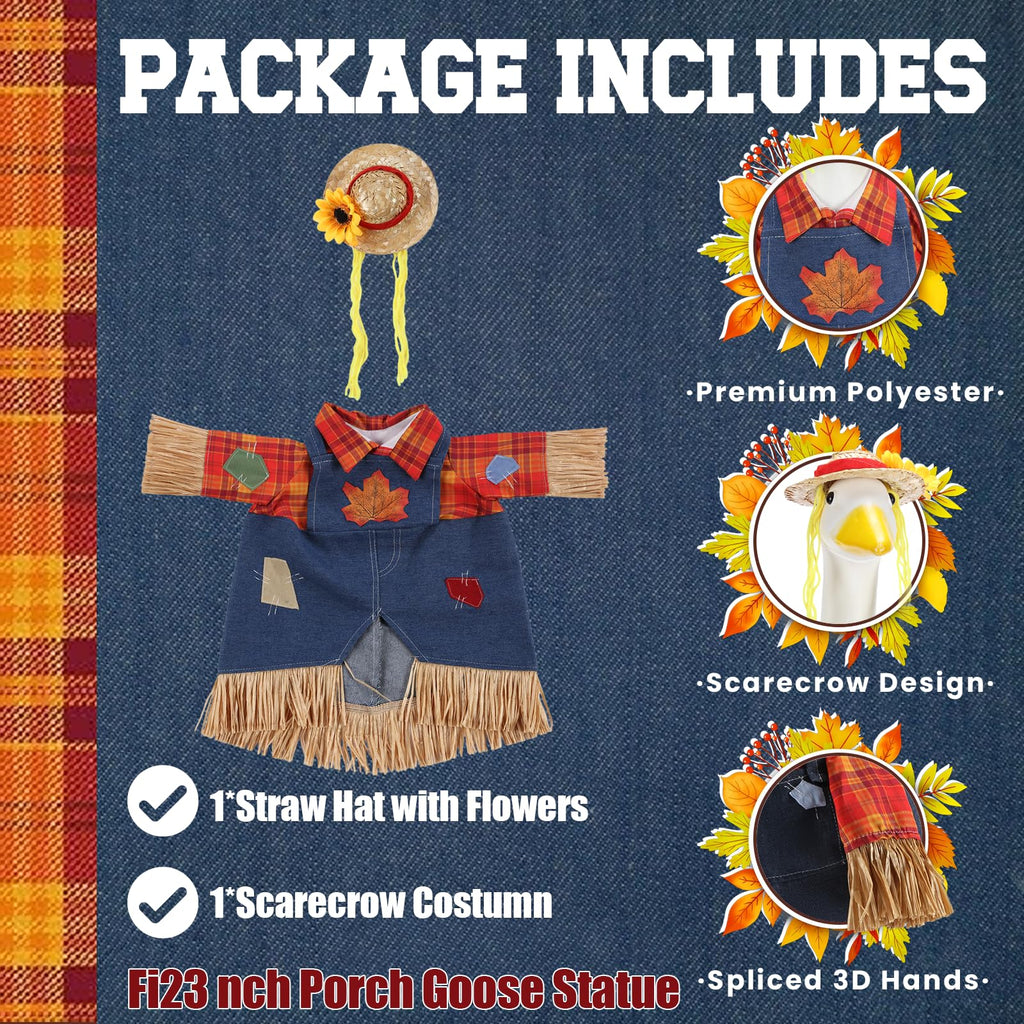 Fall Scarecrow Porch Goose Outfits for 23 Inch Statue