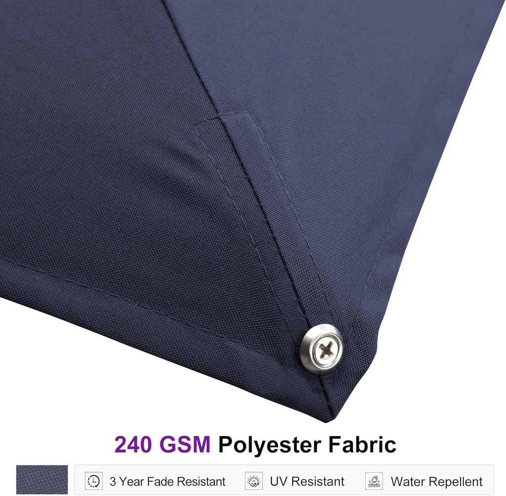 11' X 15' Rectangle Patio Umbrella Large Cantilever Outdoor Aluminum Offset Umbrella with 360-degree Rotation Pool Navy