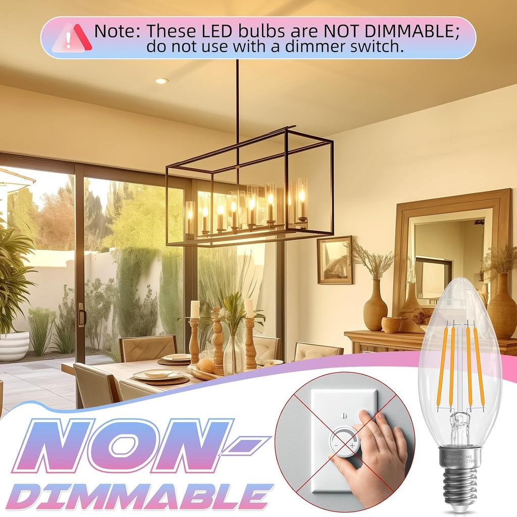 E12 Candelabra Bulb 2700K Soft White, 60W Equivalent, E12 LED Bulb