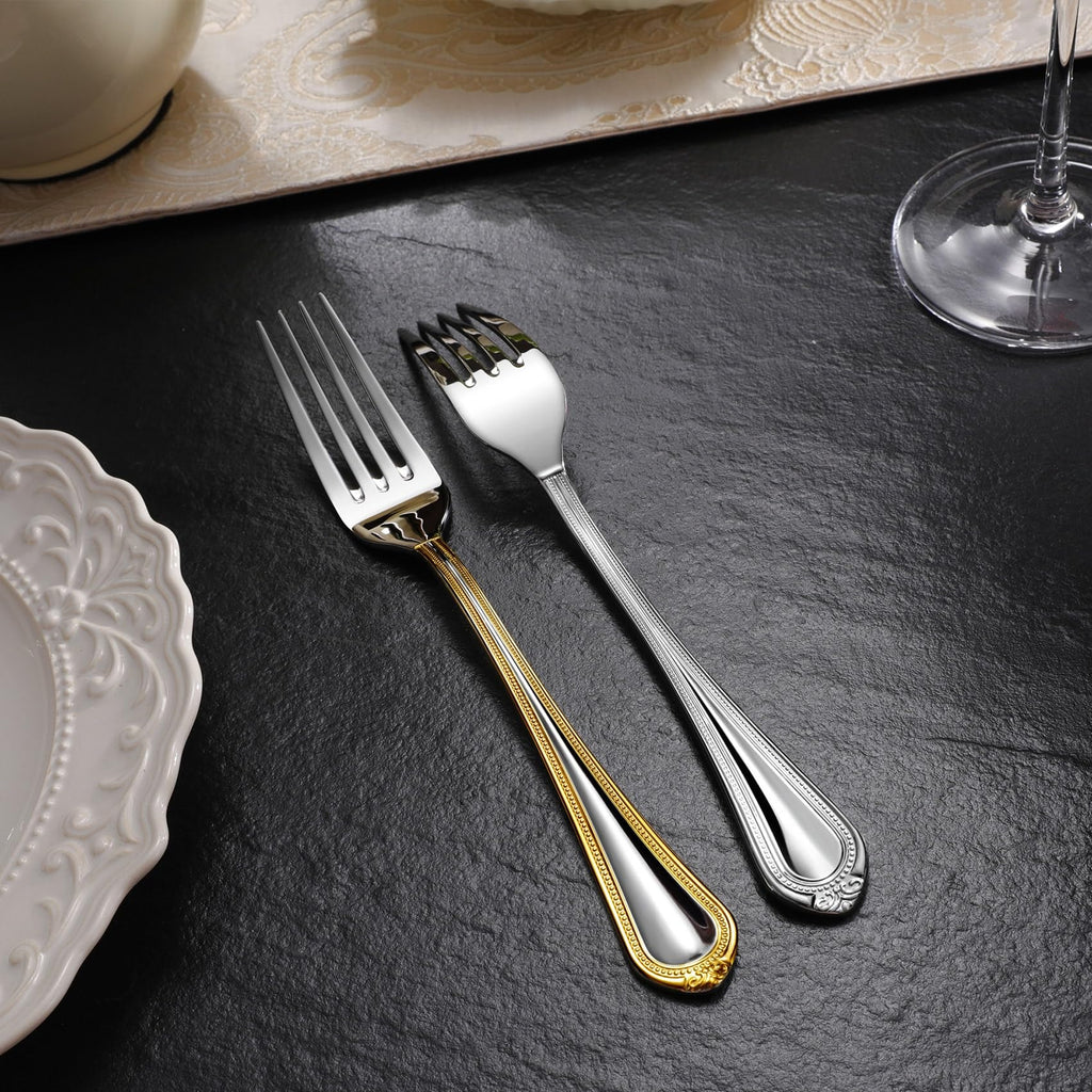 Premium Pearl Edge 20/45/65-Piece Silverware Set (20, Gold Accent)