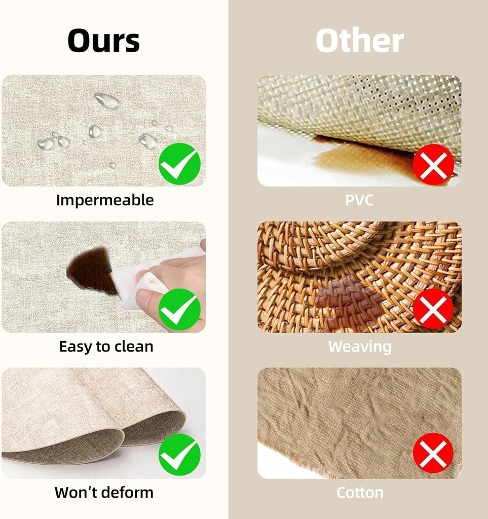 Placemats, 15 Inch Round Faux Leather Place Mats - Set of 6