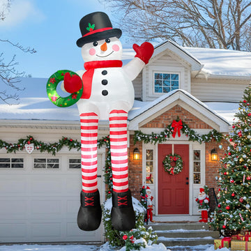 10FT Giant Christmas Inflatables, Sitting Inflatable Snowman Christmas Decorations Outdoor with Built-in LED Lights