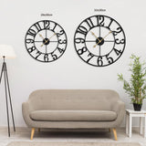 LEIKE 31 Inch Extra Large Wall Clock, Retro Decorative Oversized Silent Little Ticking Battery Operated,Black Metal