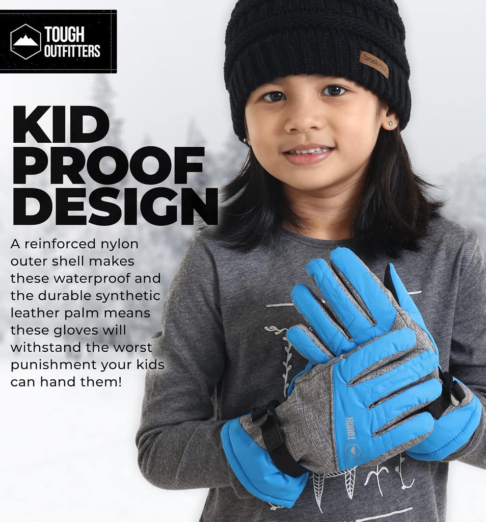 Kids Insulated Waterproof Snow Gloves - Youth Winter Ski Gloves for Girls & Boys