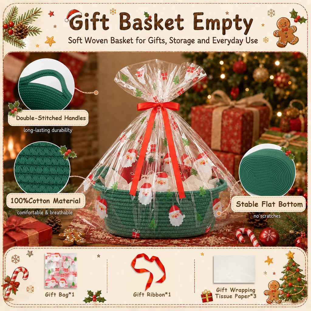 Empty Gift Basket with Wrap Tissue Paper for Holiday DIY Presents