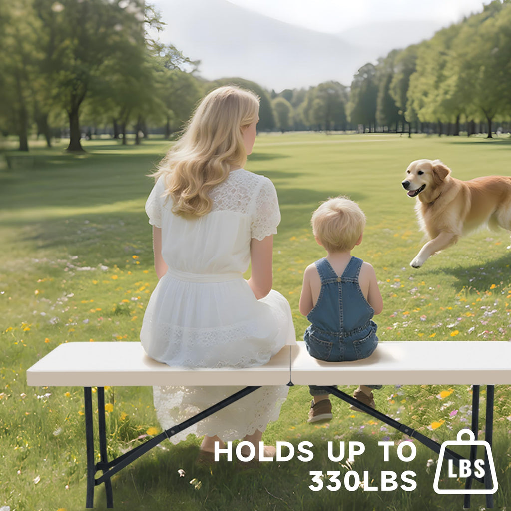 Folding Table 6 Foot - Heavy Duty Capacity, Sturdy & Foldable Design with Safety Lock - Portable Tables