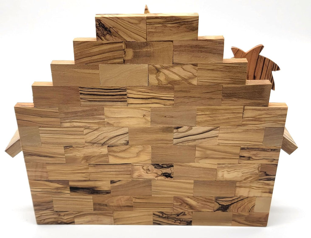 Olive Wood Nativity Stable -10.5x8.4x6.4 Inches | Hand Made from Bethlehem Olive Wood NAT113