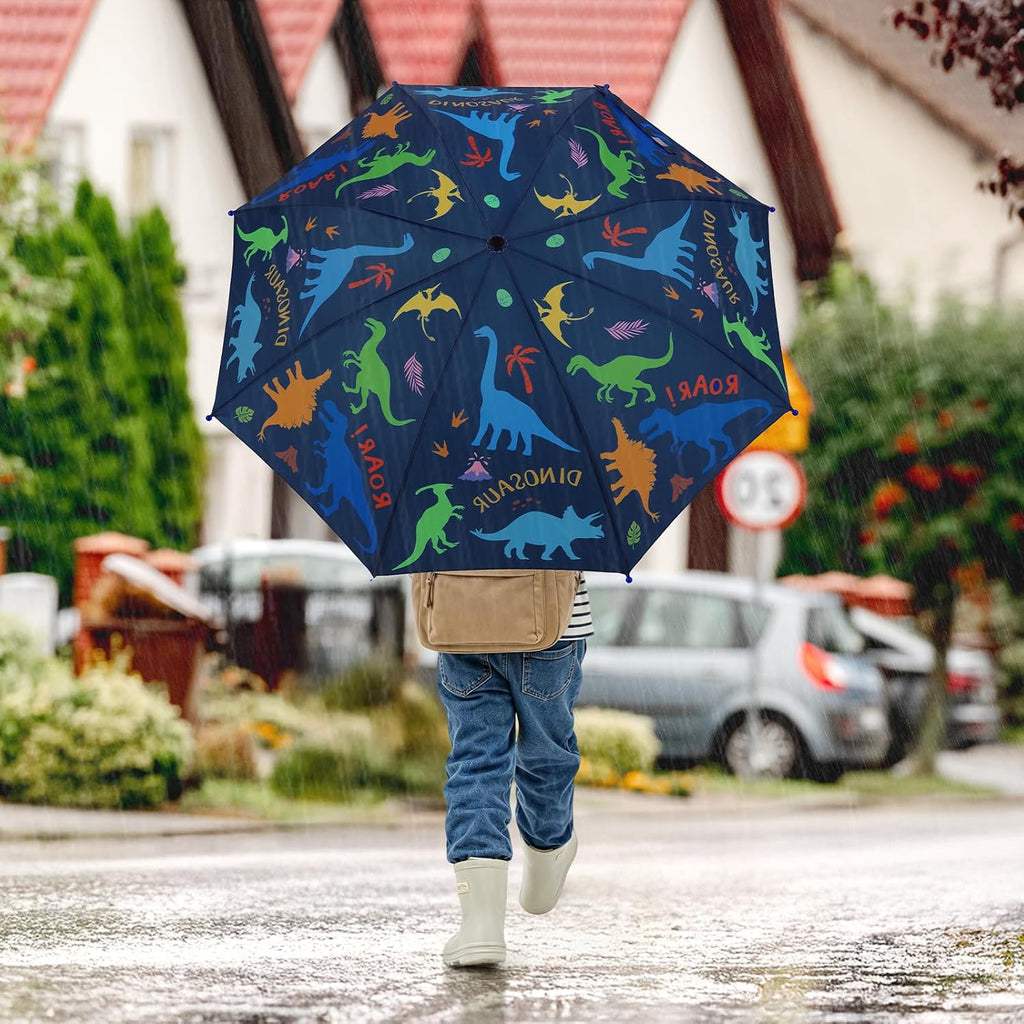Kids Umbrella Portable Stick Umbrella Easy Push/Pull for Little Boys Girls