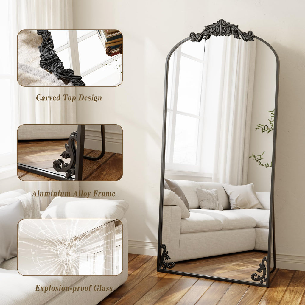 32"x71" Vintage Full Length Mirror, Large Arched Full Body Mirror