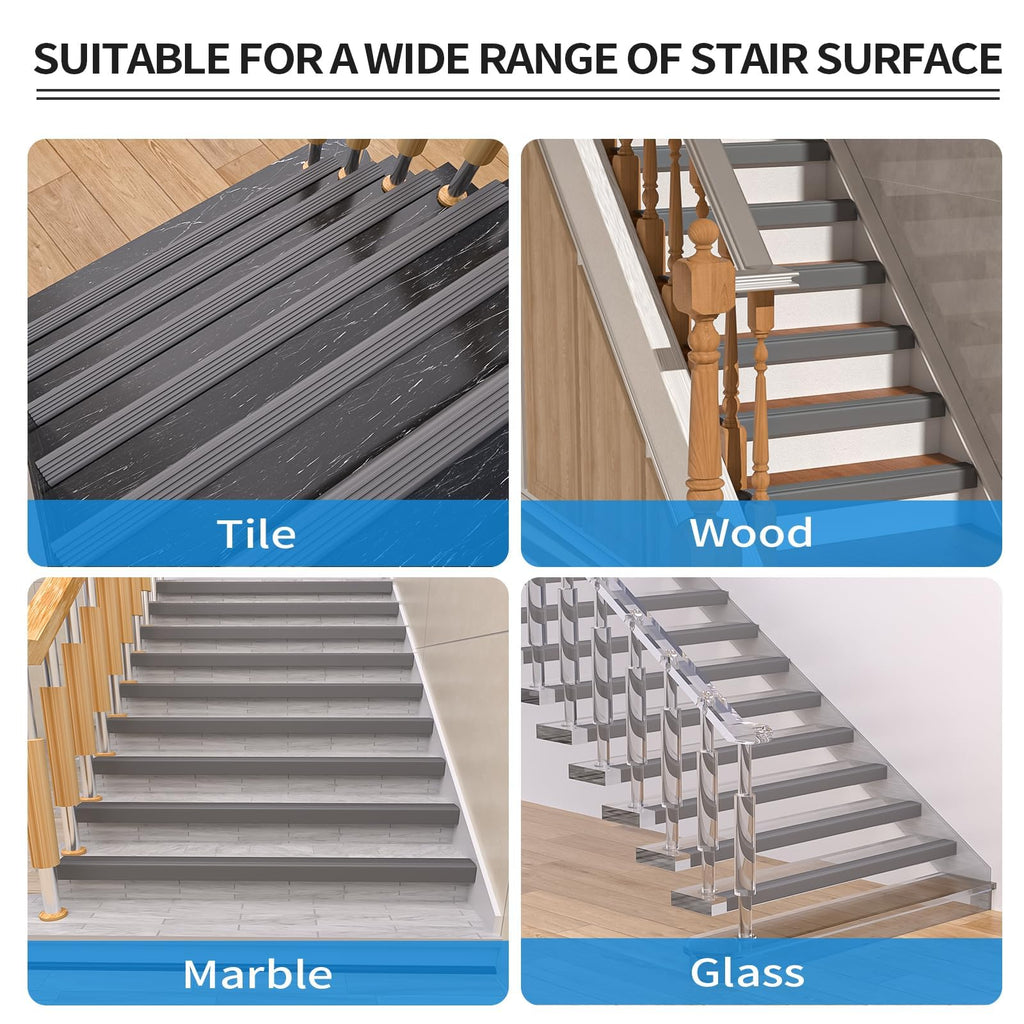 Stair Nosing, Self-Adhesive Vinyl Step Edge Protector, Grey, 40 ft