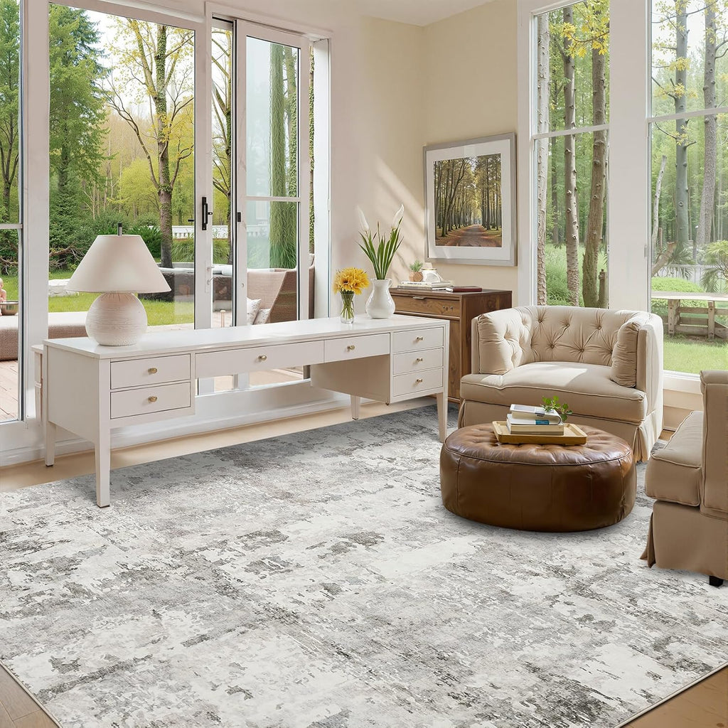 5x7 Abstract Area Rug, Washable Soft Low Pile Non Slip Accent Rug for Living Room, Bedroom, Dining Room, Modern