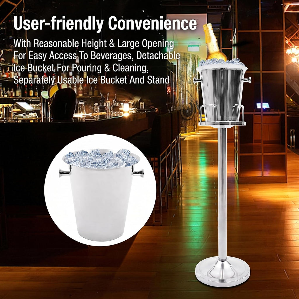 Ice Bucket with Stand, Stainless Steel Standing Champagne Buckets