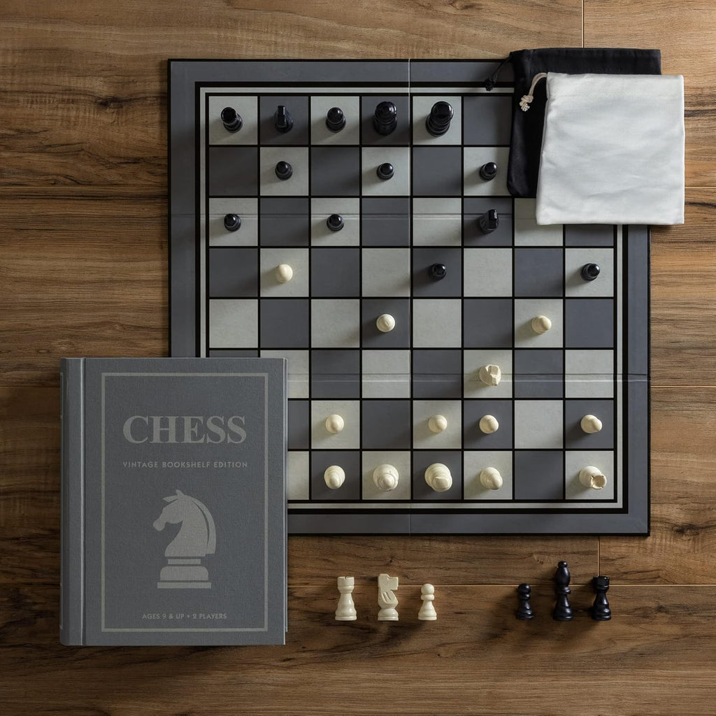 Chess Vintage Bookshelf Edition Board Game with Wood Pieces