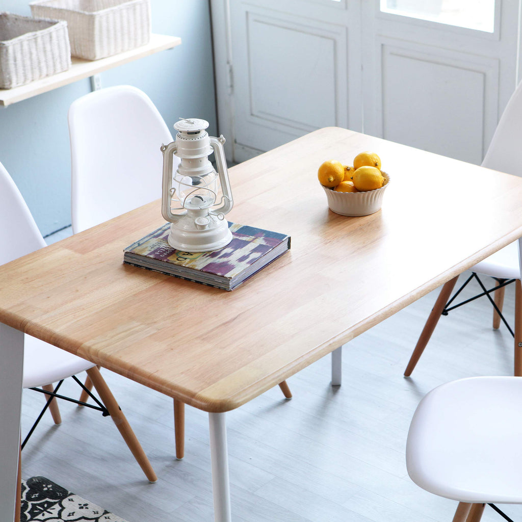 Canberra 47.2" Rectangular Wooden Dining Table/Mid Century Modern Malaysian Oak Kitchen Table (Natural-White) Table