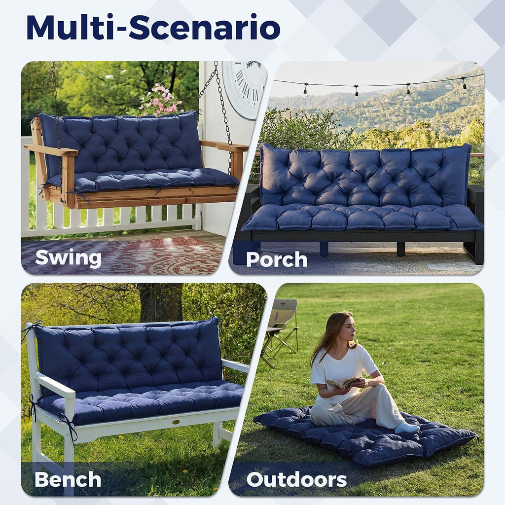 Porch Swing Cushions, 60×40×4 Inch, Waterproof, Navy Blue | Patio Swing Cushions for Outdoor Furniture, Fade