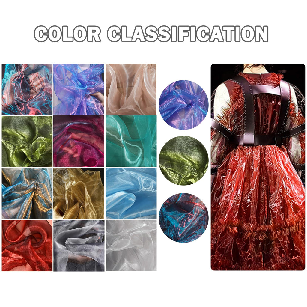 Colorful Water-Glow Gradient Organza, Iridescent Organza Fabric, Suitable for DIY Clothing, Skirts, Sewing