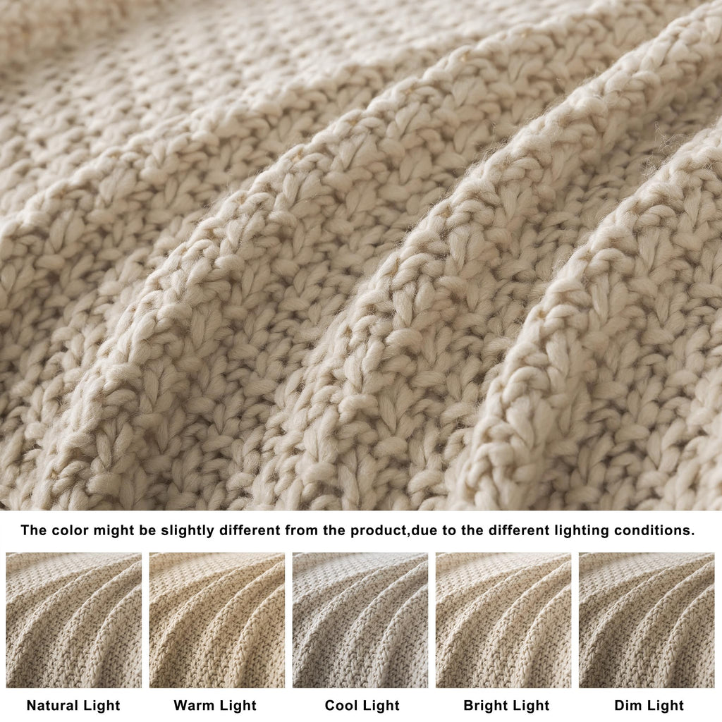 Chunky Cable Knit Throw Blanket Super Soft Warm Knitted Throw Blanket for Couch, Sofa, Chair, Bed Lightweight