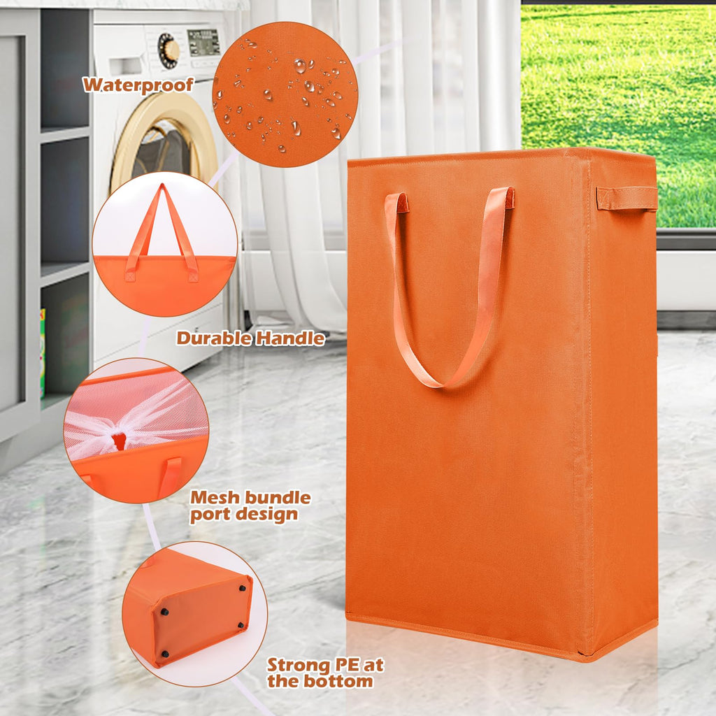 Slim Laundry Hamper Handles Collapsible Laundry Basket Thin Dirty Clothes Basket Narrow Laundry Bag Foldable Dirty
