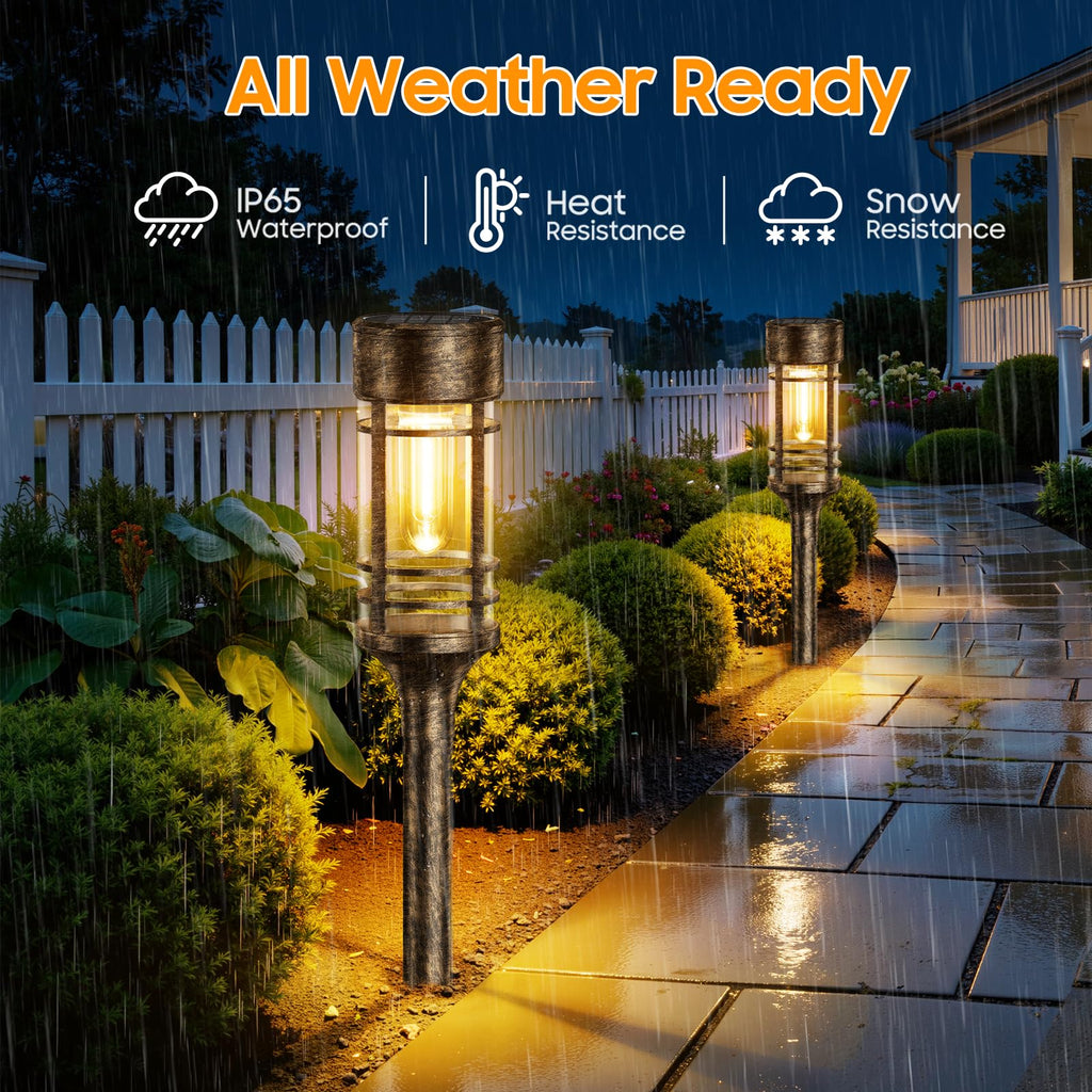 12 Pack Brown Solar Pathway Lights Outdoor, Bright Solar Lights Outdoor Waterproof IP65, Solar Garden Lights Outdoor