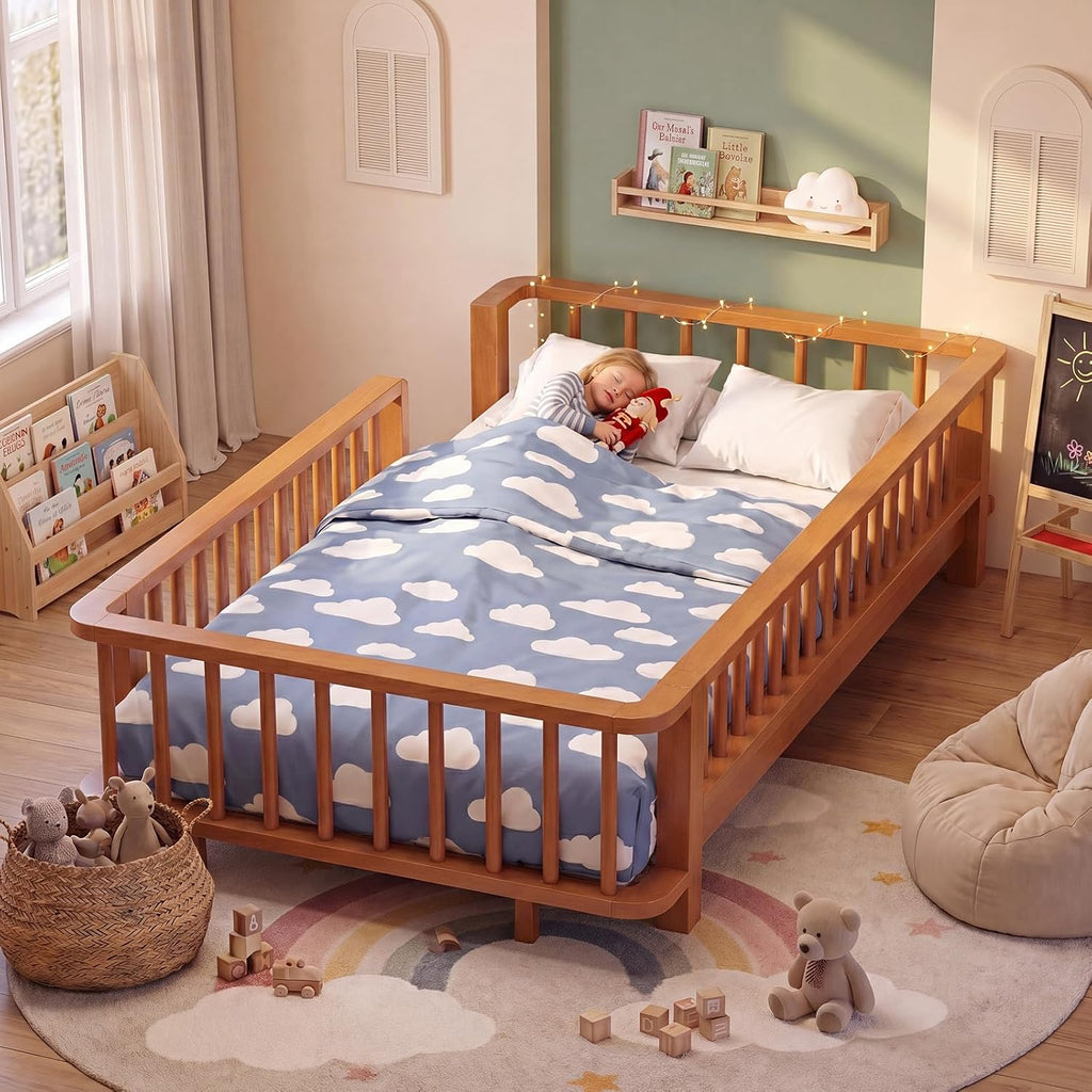 Bed Frames for Kids, Solid Wood Montessori Toddler Floor Bed Frame