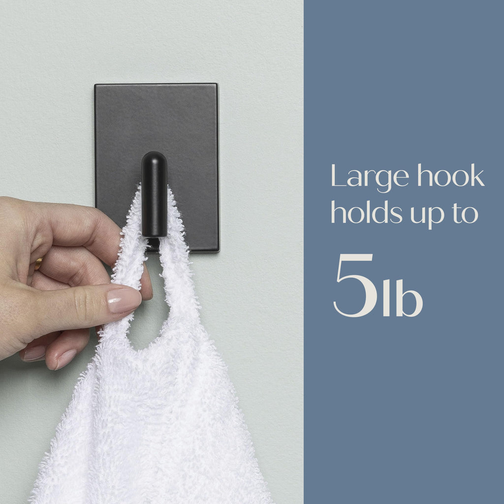 Large Black Decor Bath Hooks, 1 Hook, 6 Strips