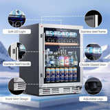 Mini Fridge 24 Inch Undercounter Beverage and Wine Cooler Refrigerator Built-in 