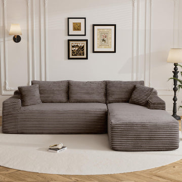 96" Boneless Cloud Sectional Couches, Comfy Fluffy L Shaped Memory Foam Deep Seat Boneless Couch, Modular Sectional