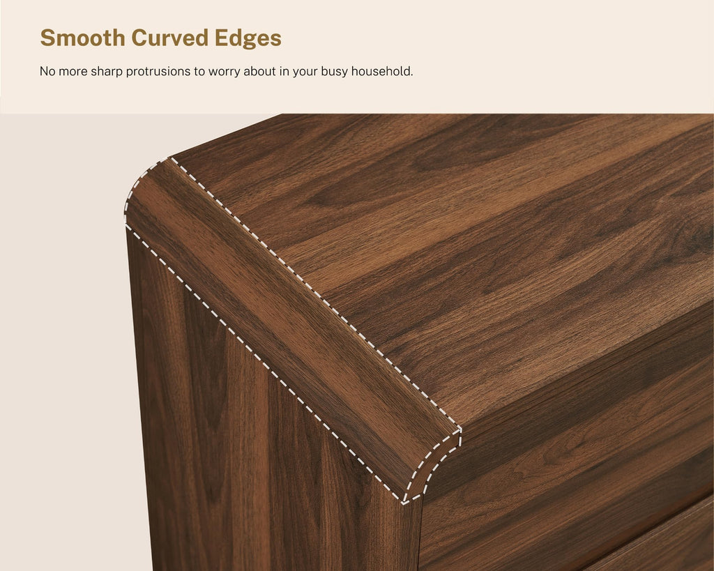 55" Dresser with 6 Drawers, Dressers & Chests of Drawers with Curved Profile Design, 6 Drawer Dresser, Bedroom