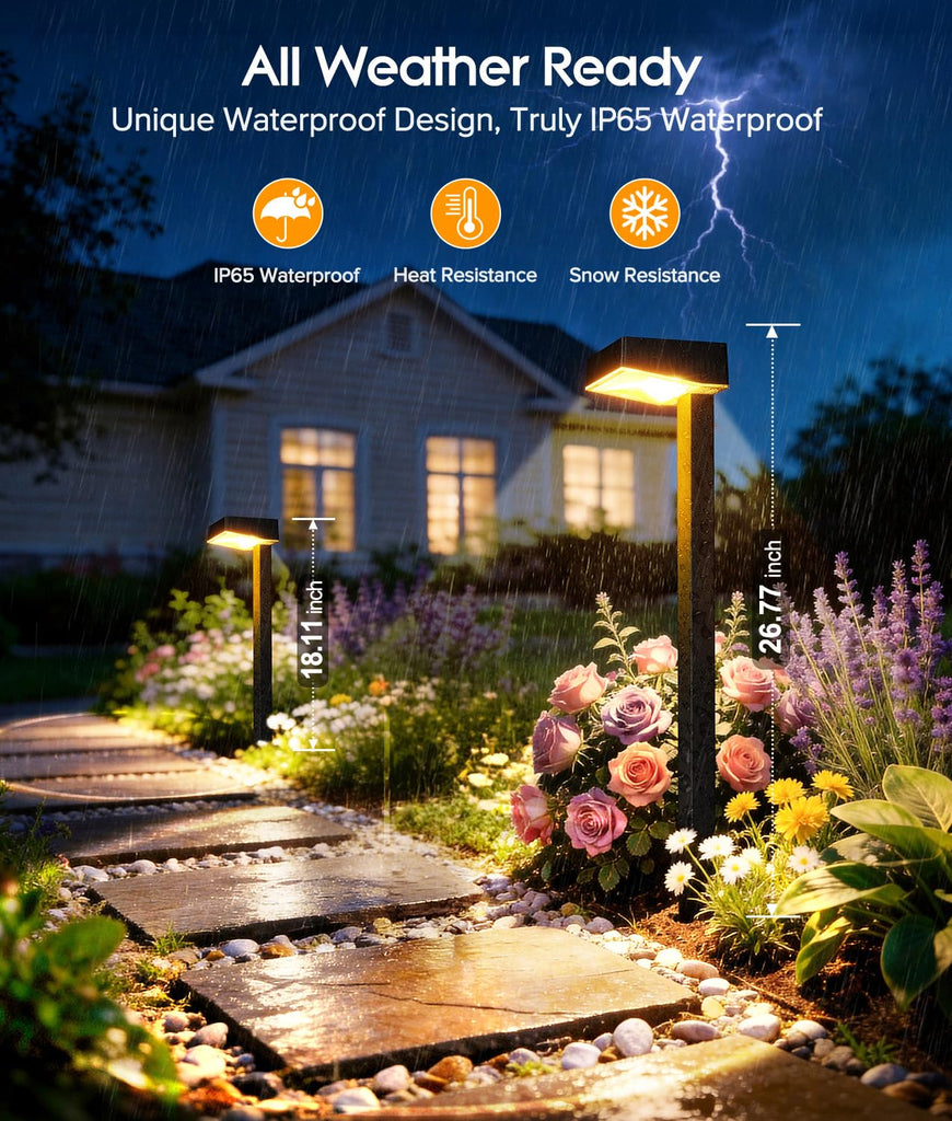 Solar Pathway Lights Outdoor, 8 Pack Garden Lights Solar Powered Path Lights with Focused Beam Lens, 2 Light Modes