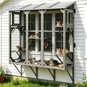 Large Window Catio for Indoor Cats, Multi-Level Cat Window Box