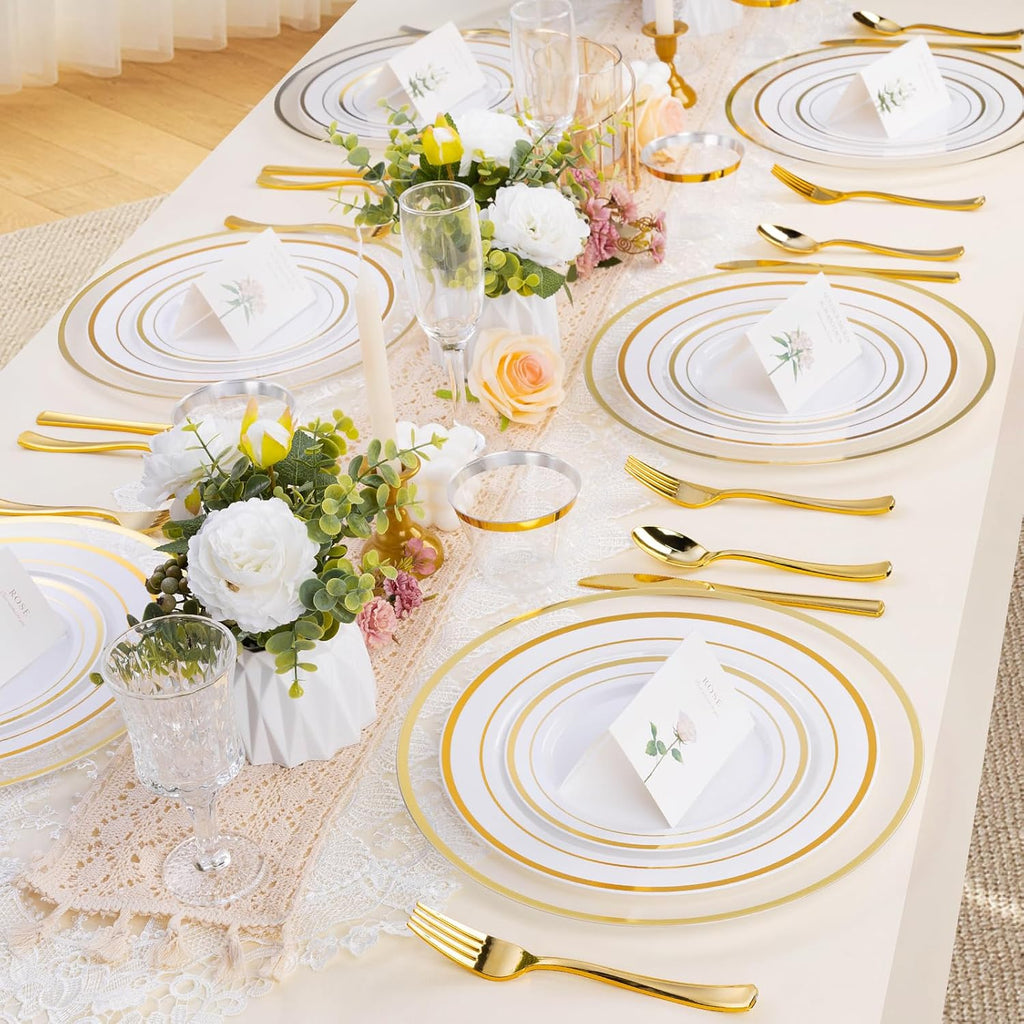 Inch Clear Charger Plates with Gold Rim - Set of 15
