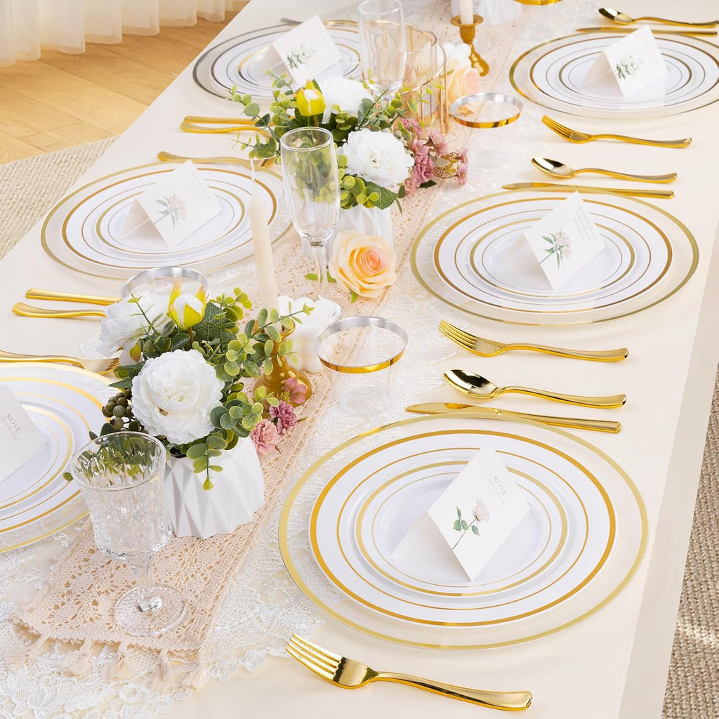 Inch Clear Charger Plates with Gold Rim - Set of 50