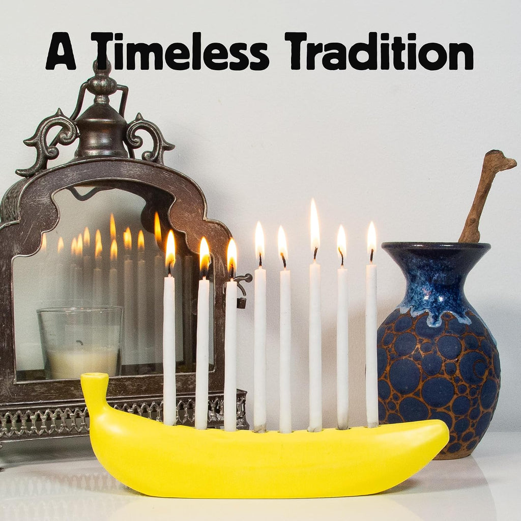 Novelty Ceramic BanorahTM - for Hanukkah, Chanukah Candle Holder - Fun, Banana Themed
