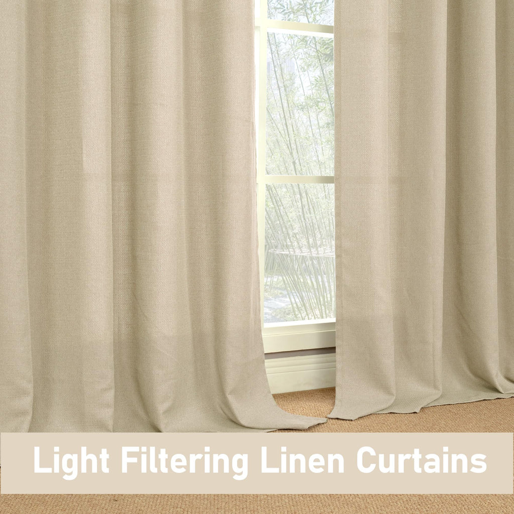 Oatmeal Linen Curtains 84 inch Length 2 Panels