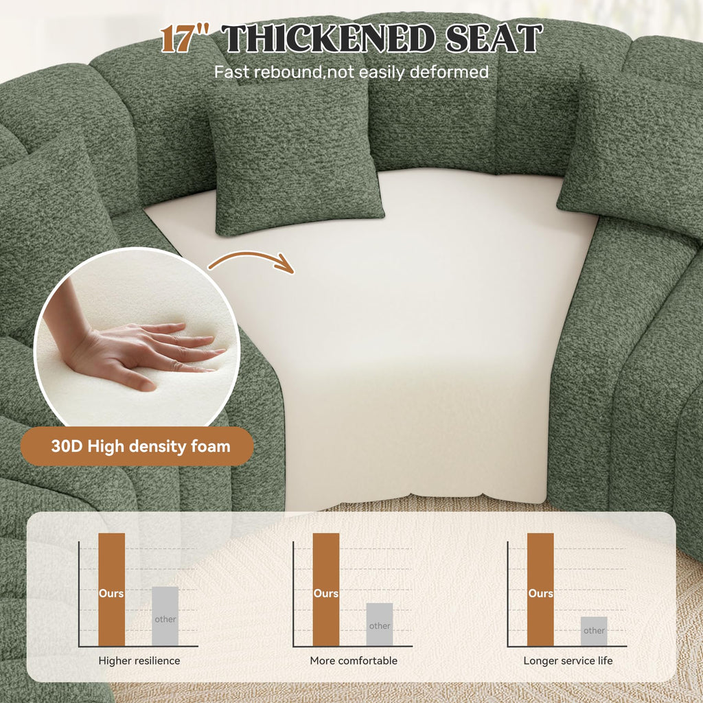 Oversized Curved Cloud Couch, 6 Seater Modern Modular Sectional Sofa, Convertible Boneless Couches, No Assembly