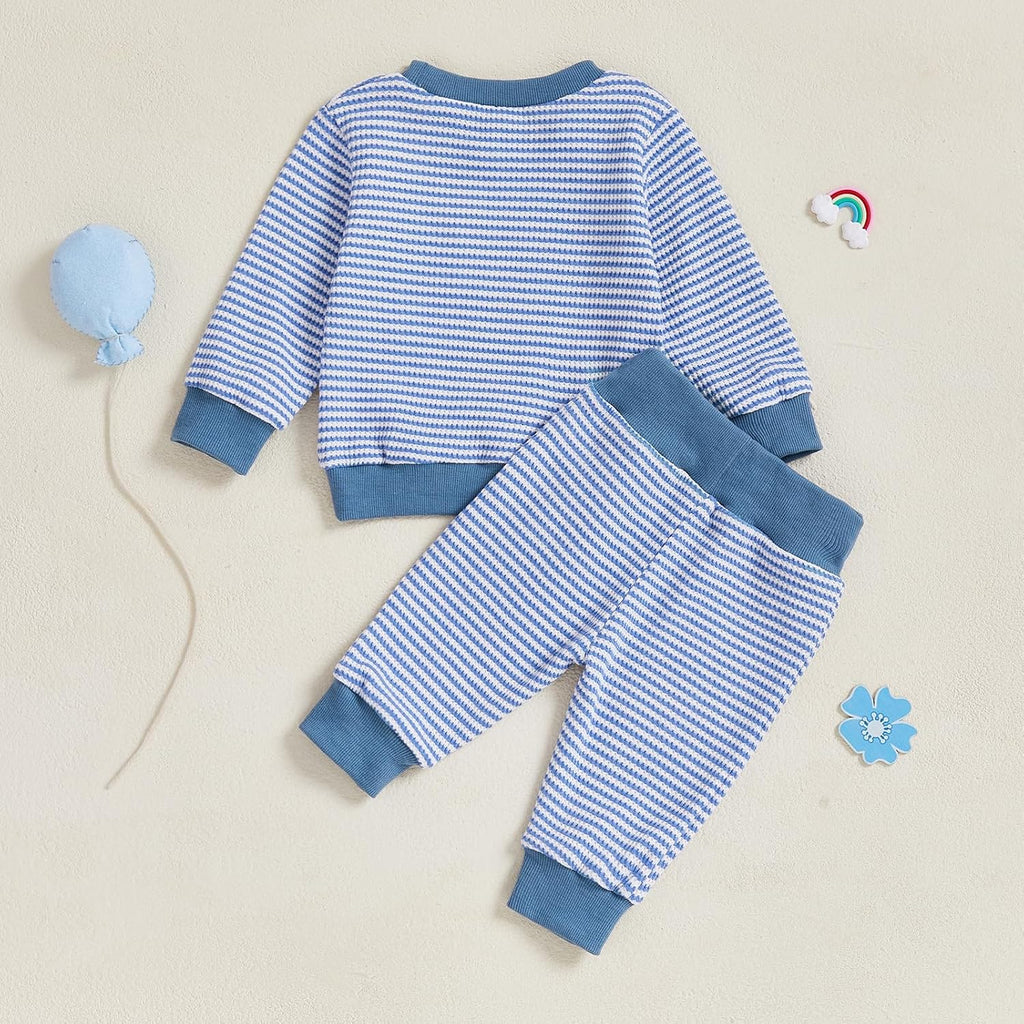 Baby Boy Fall Clothes Long Sleeve Toddler Boy Waffle Sweatshirt Pullover Tops Pants Infant Fall Winter Outfits