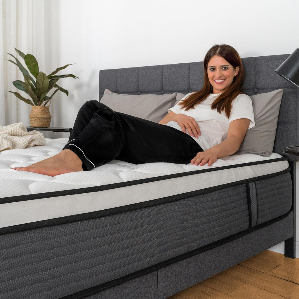 Full Mattress 12 Inch Pillow Top Hybrid Mattress in a Box Medium Firm | Fiberglass-Free Soft Breathable Pressure