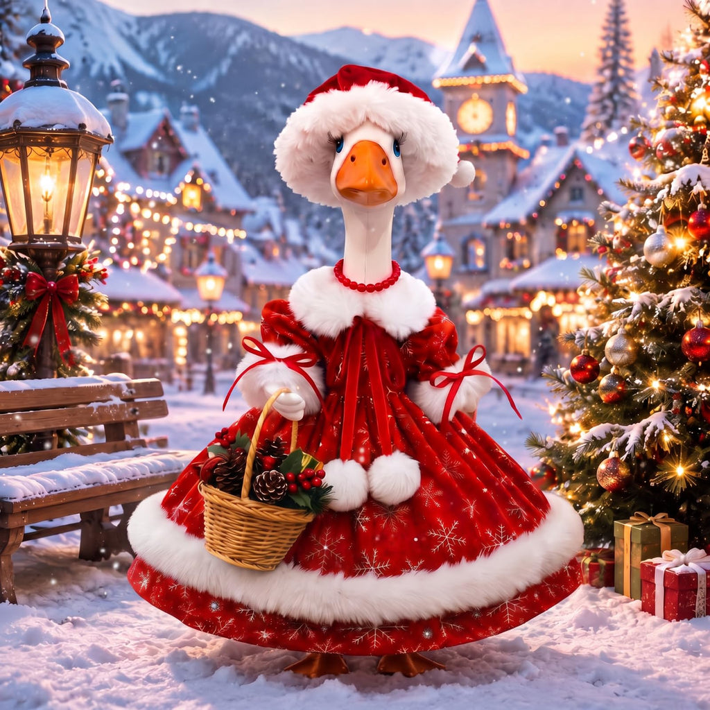 3 Pcs Christmas Snowflake Porch Goose Outfit 23 Inch Lawn Statue
