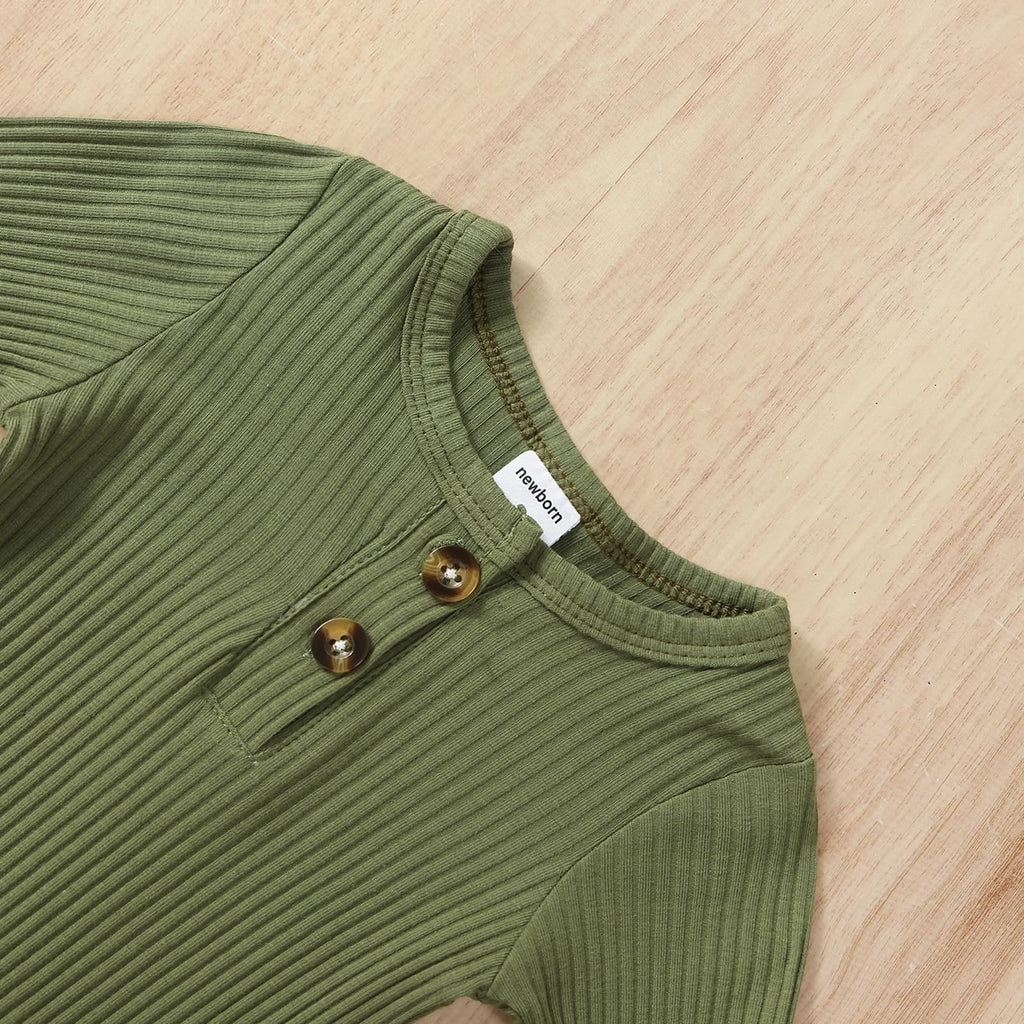 Newborn Baby Boy Knit jumpsuit Ribbbed Romper Coming Home Outfit Infant Fall Winter Clothes with Hat (Cute Ribbed