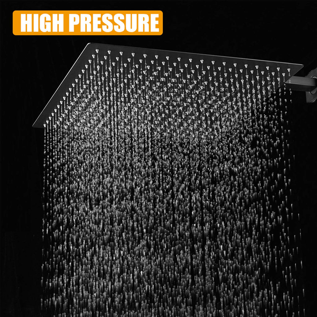 16 In Rain Shower Head High Pressure Rainfall Shower Head Matte Black