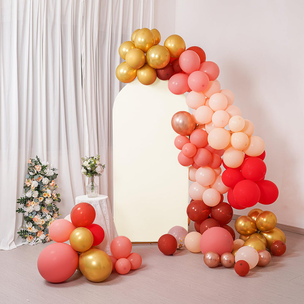 7.2FT Wedding Arch Cover, Beige Arch Backdrop Cover Stretchy Spandex Backdrop Stand Covers for Birthday Party Ceremony